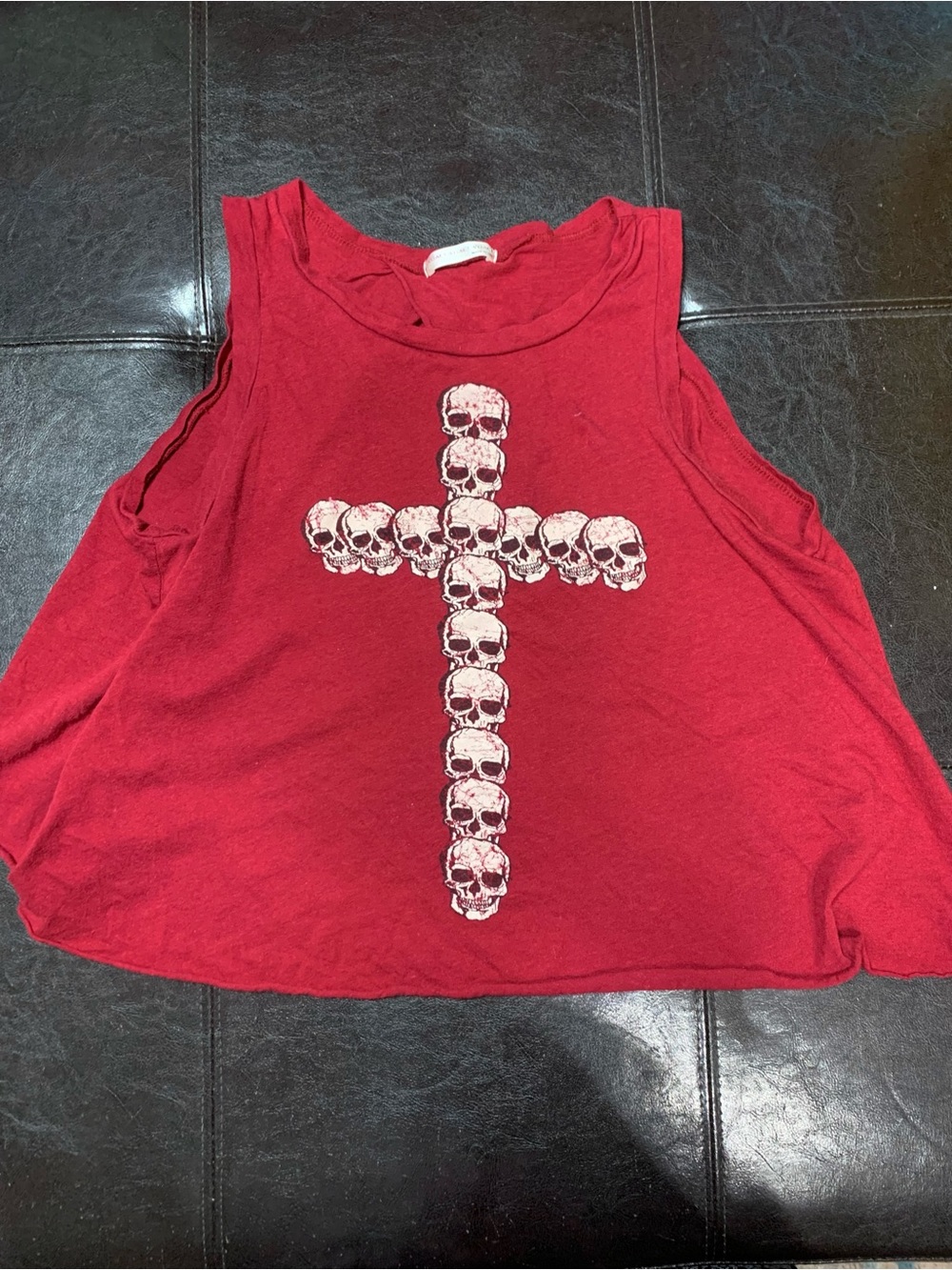 🌈6/$10 A’GACI Red Skull Cross Tank – Splice Cut Back – Size Small